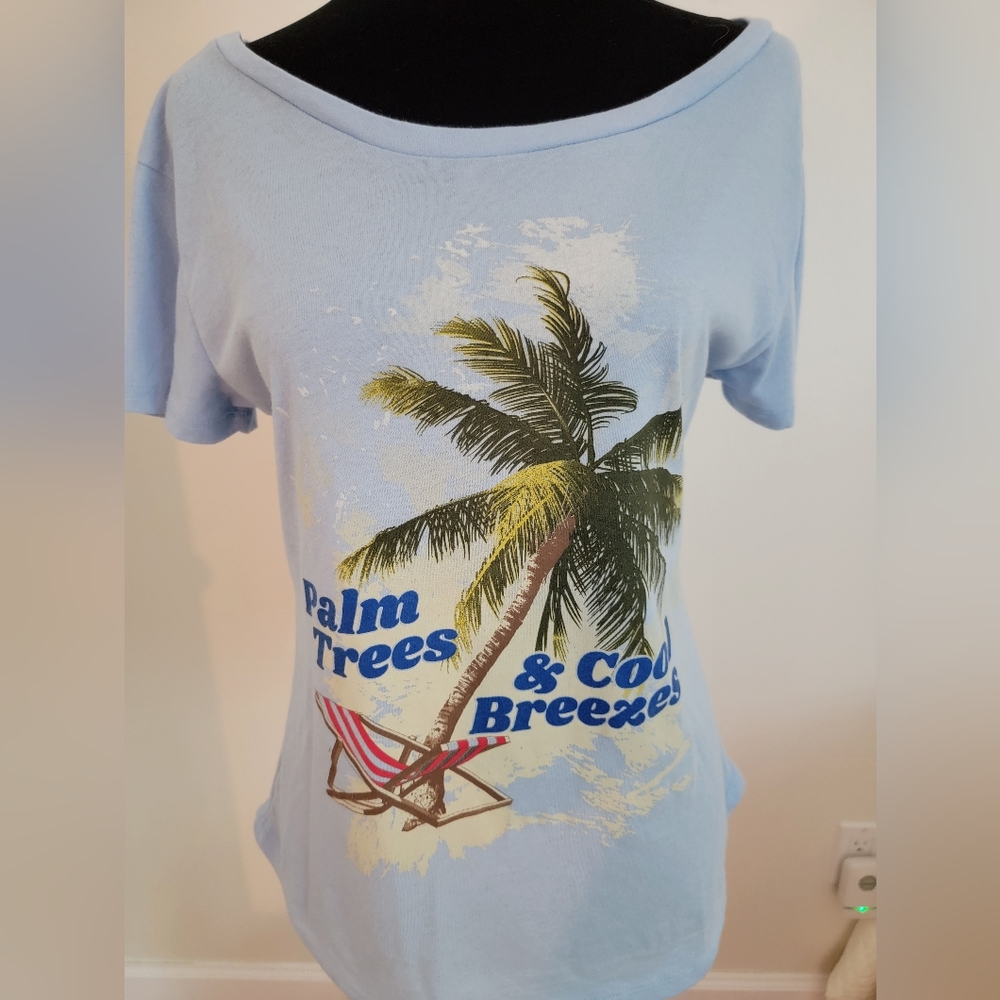 Ana Cabana T-shirt, women's size S, blue cotton blend,  crew neckline.